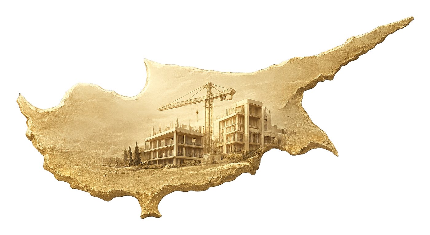 Cyprus, rendered in gold leaf